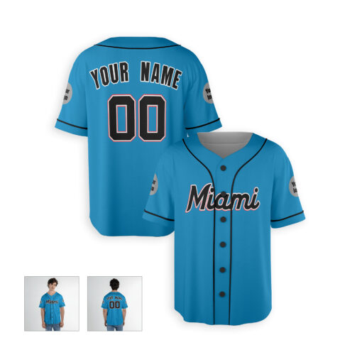 Dthcustom Men Miami Marlins Alternate Limited Player Custom Baseball Jersey Sublimation Printing