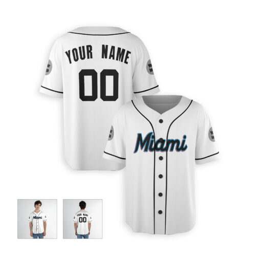 Dthcustom Men Miami Marlins Home Limited Custom Baseball Jersey Sublimation Printing