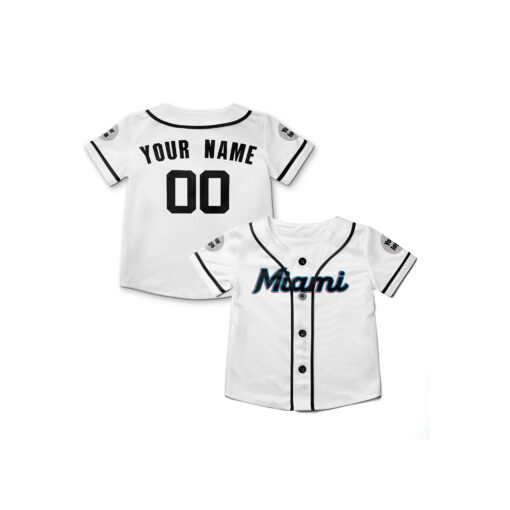 Dthcustom Kids Miami Marlins Home Limited Custom Baseball Jersey Sublimation Printing