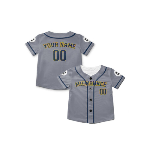 Dthcustom Kids Milwaukee Brewers Away Limited Player Custom Baseball Jersey Sublimation Printing