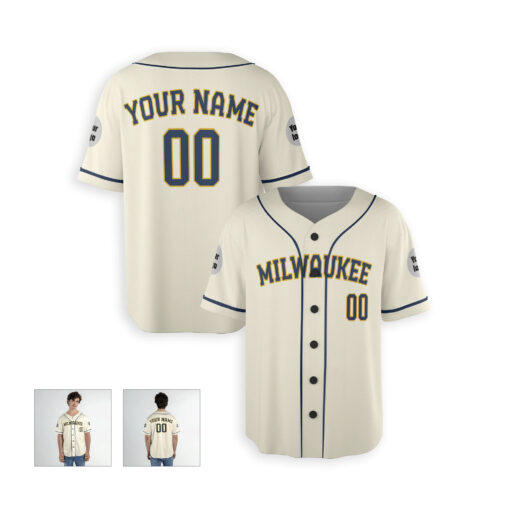 Dthcustom Men Milwaukee Brewers Home Custom Baseball Jersey Sublimation Printing