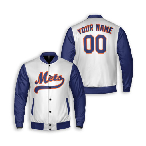 Dthcustom Unisex New York Mets Home Custom Baseball Jacket Sublimation Printing