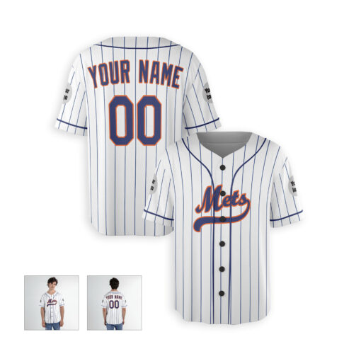 Dthcustom Men New York Mets Home Custom Baseball Jersey Sublimation Printing