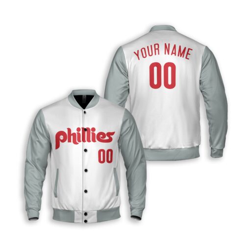 Dthcustom Unisex Philadelphia Phillies Away Custom Baseball Jacket Sublimation Printing