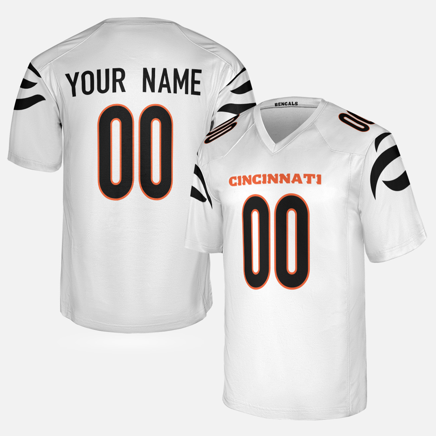 Personalized Cincinnati Bengals Jersey, White, Game Custom Jersey, Custom Football Jersey Printing - Unisex