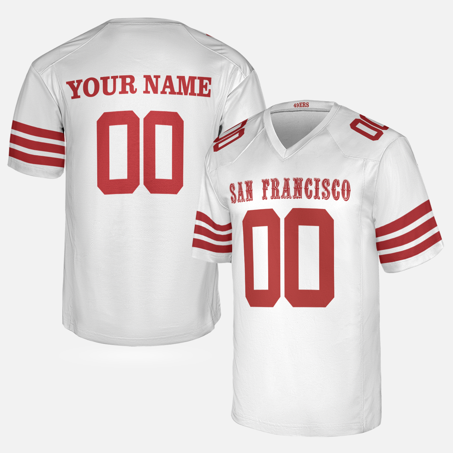 Personalized San Francisco 49ers Jersey, White, Game Custom Jersey, Custom Football Jersey Printing - Unisex